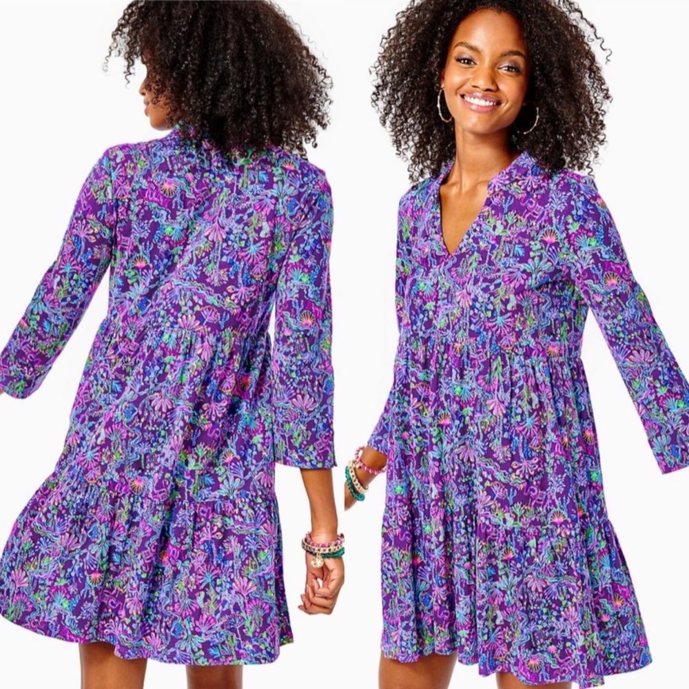 Lilly Pulitzer Alaina Swing Dress - Purple Berry Colony Conga. Pre-loved🔥